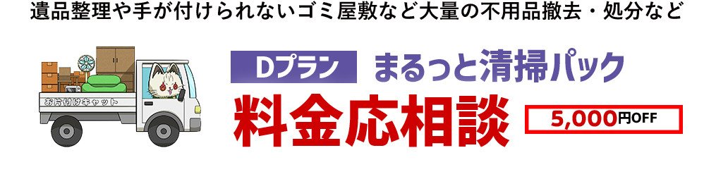手が付けられないゴミ屋の大量の粗大ゴミや不用品の撤去・処分など｜4tトラック～載せ放題プラン｜料金応相談